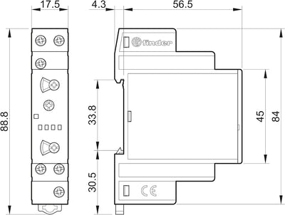 Finder 800102400000PAS Multifunktions-Zeitrelais, Multispannungseingang, RT I, 16 A 12 - 240 VAC/DC,