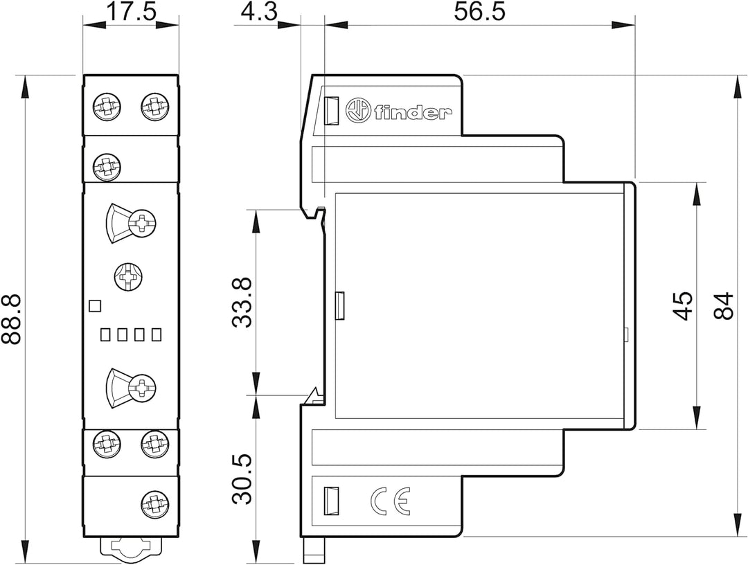 Finder 800102400000PAS Multifunktions-Zeitrelais, Multispannungseingang, RT I, 16 A 12 - 240 VAC/DC,