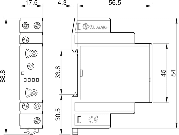 Finder 800102400000PAS Multifunktions-Zeitrelais, Multispannungseingang, RT I, 16 A 12 - 240 VAC/DC,