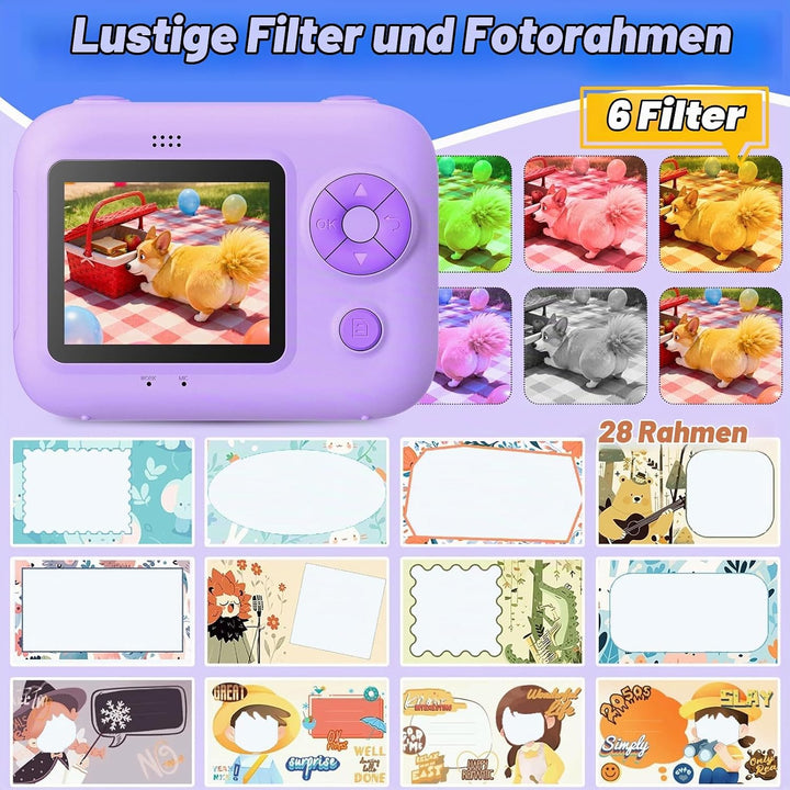 Kinder Sofortbildkamera, Digitalkamera mit Druck Lila, Lila