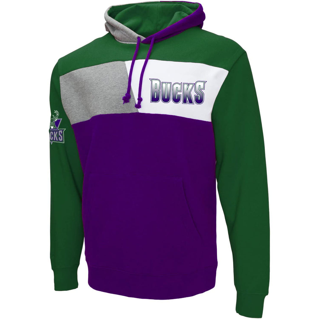 Mitchell & Ness Block Fleece Hoody - NBA Milwaukee Bucks S Lila, S Lila