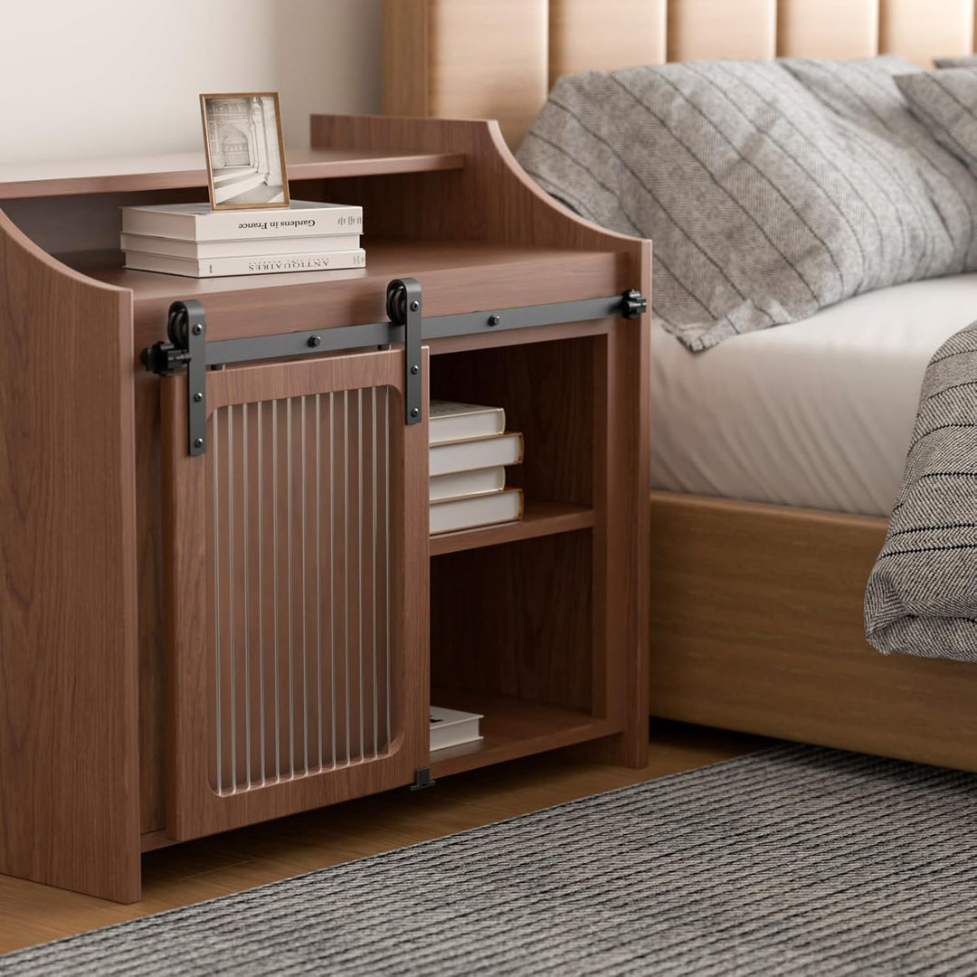 BONIKLUBA 3.5FT/108cm Mini Schiebetür-Hardware-Kit für Eintürige TV-Ständer, Kleiner Kleiderschrank