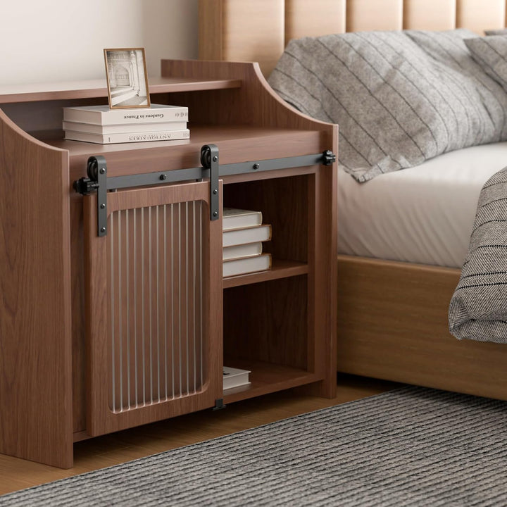 BONIKLUBA 3.5FT/108cm Mini Schiebetür-Hardware-Kit für Eintürige TV-Ständer, Kleiner Kleiderschrank