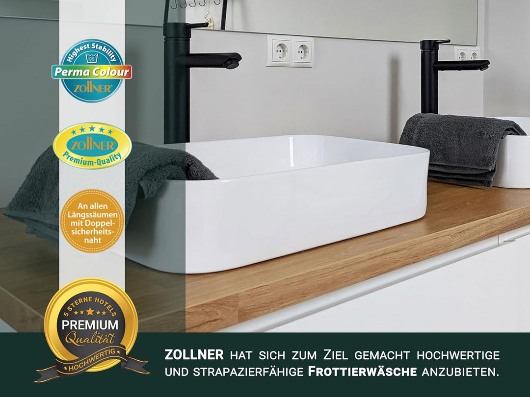 ZOLLNER 6er Set Handtücher, 50x100 cm, Baumwolle, Kochfest, Graphit 50 x 100 cm Graphit, 50 x 100 cm