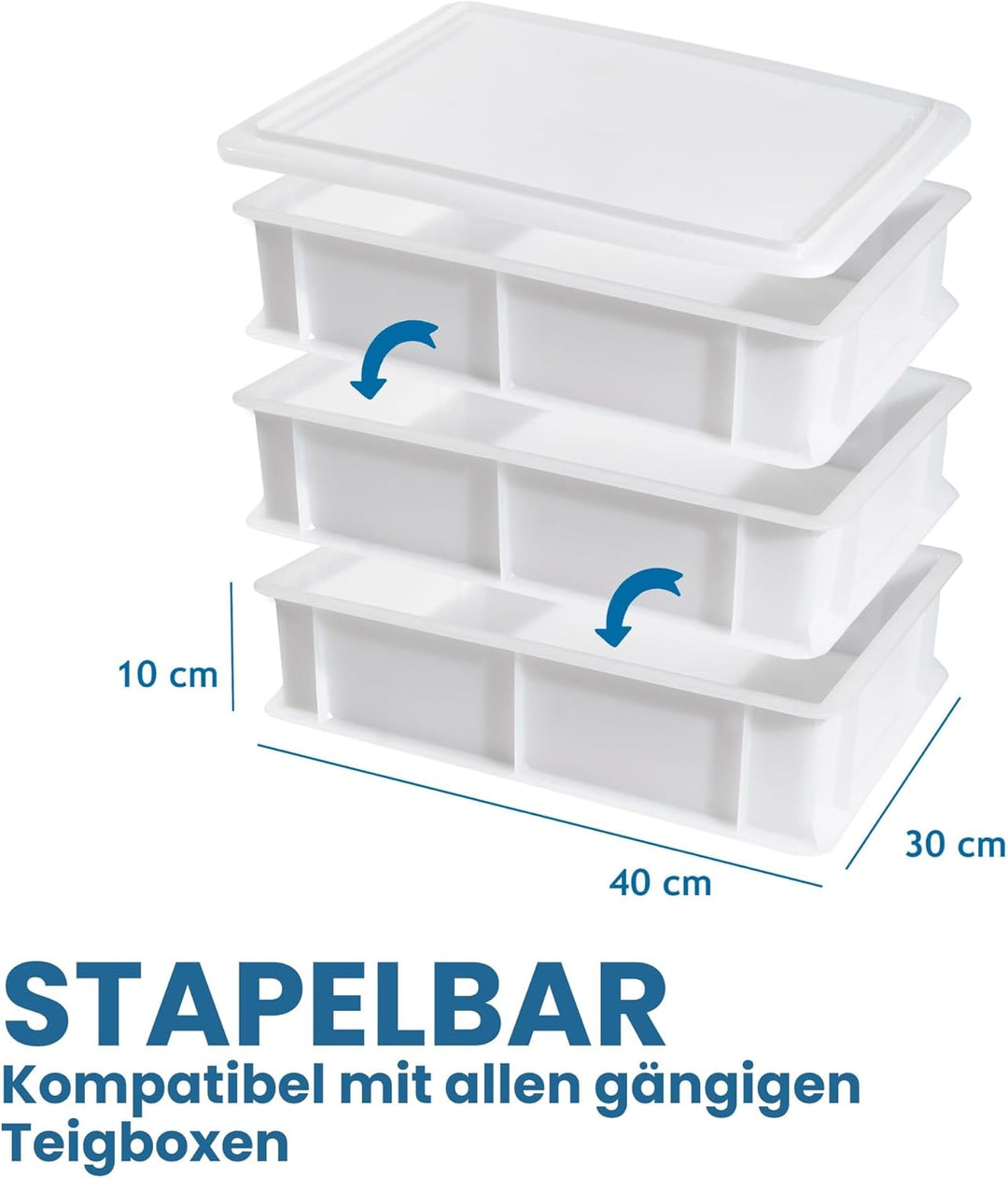 CookandSupply Gärbox für Pizza und Brot - Lebensmittelechte Teigbehälter - Made in Italy - 2 Stapelb