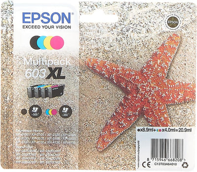 Epson Original 603XL Tinte Seestern Multipack 4-farbig XL, WF-2820DWF WF-2830DWF WF-2840DWF WF-2850D