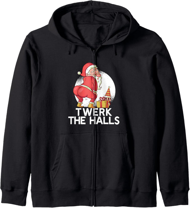 TWERK THE HALLS Weihnachtsmann Twerking Weihnachtsmeme Kapuzenjacke