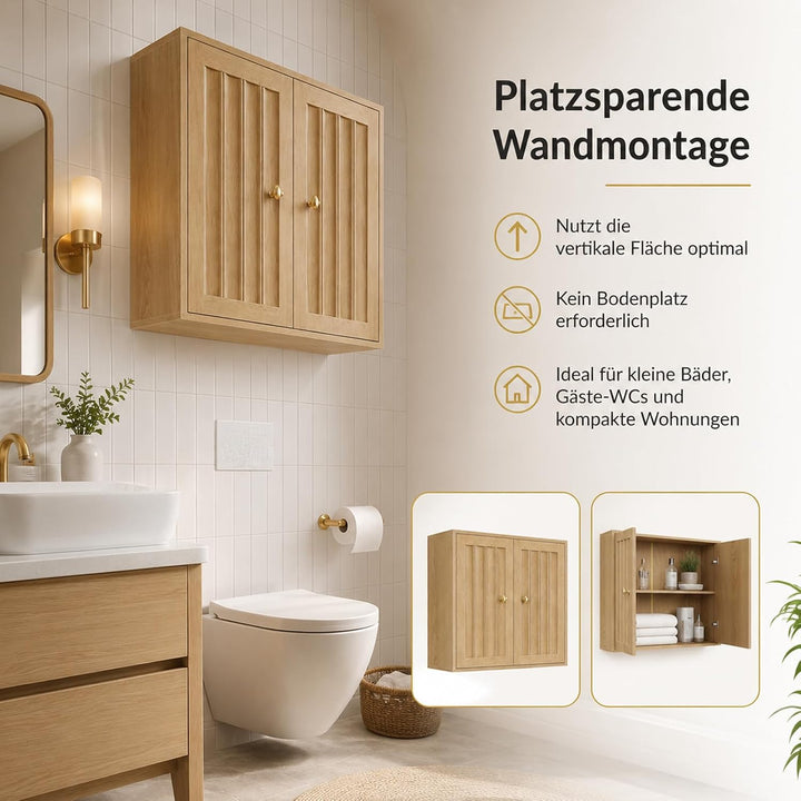 Semiocthome Hängeschrank Bad, Geeignet Als Badezimmerschrank Hängend Für Bad Und Flur, 56(H)×20(B)×6