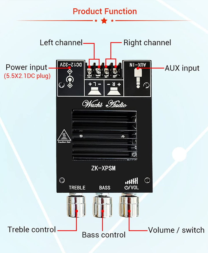 ZK-XPSM 150W + 150W TDA7498E Audio-Leistungsverstärker Equalizer BT 5.0 Stereo Subwoofer HiFi Klasse