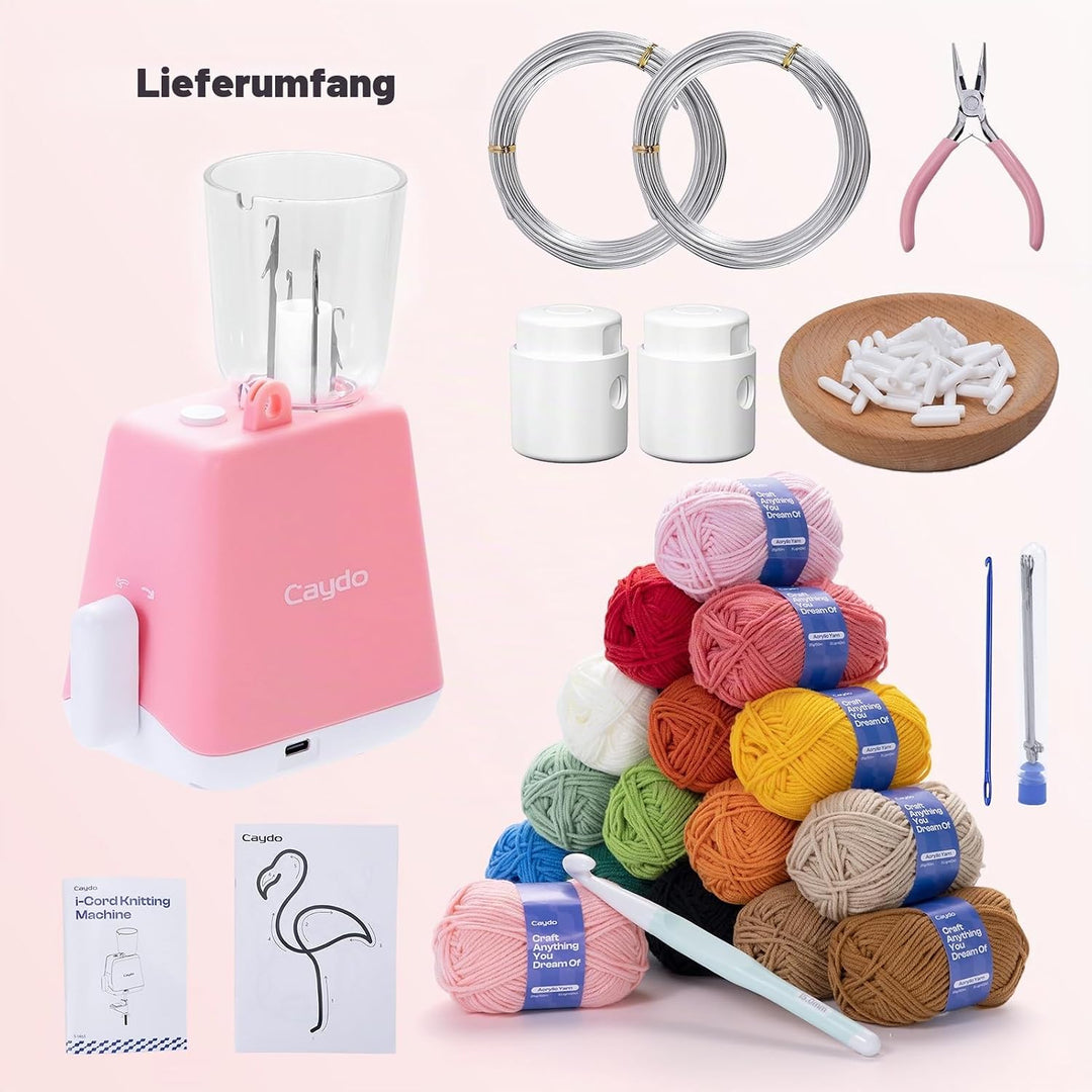Caydo Strickmühle Kit Häkelset für Anfänger, Elektrisch Strickmaschine Set Automatische Herstellung