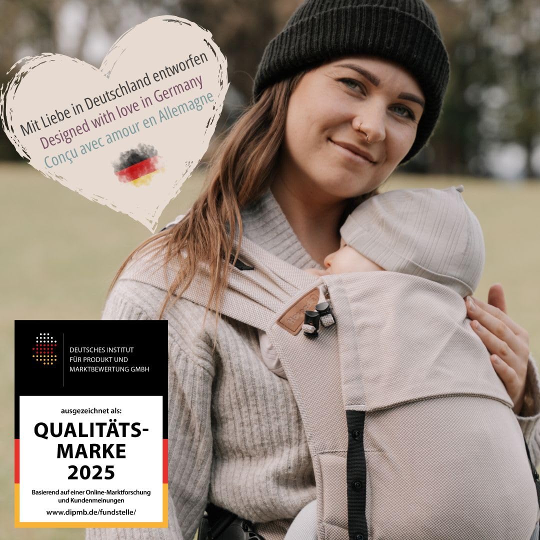 Hoppediz Babytrage Primeo, für Neugeborene ab Geburt, Bauchtrage, Rückentrage, 100% Bio-Baumwolle, A