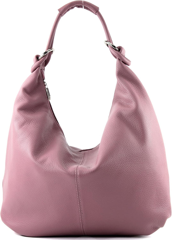 modamoda de - 337 - ital Schultertasche Hobo Shopper Leder Altrosa2021, Altrosa2021