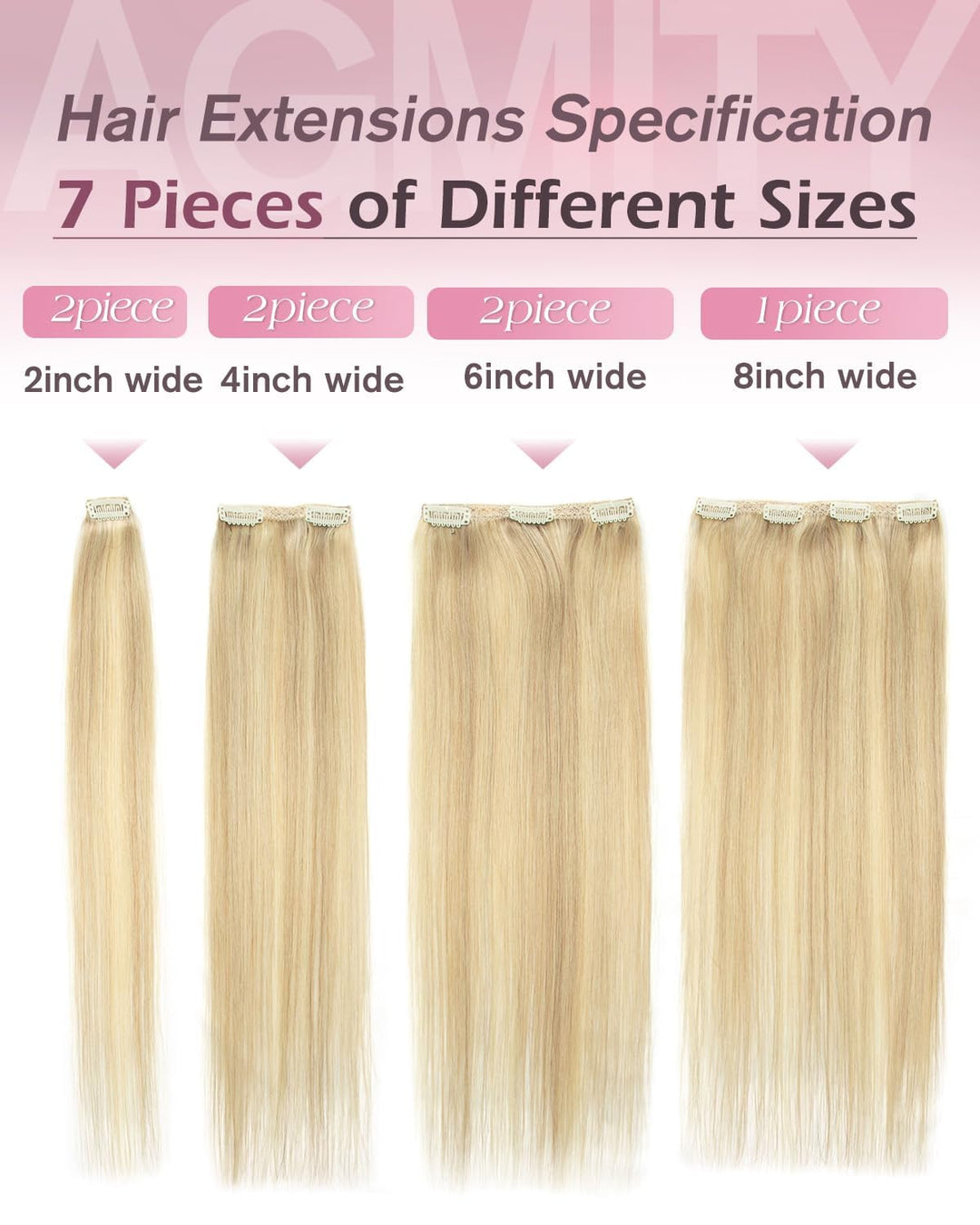Clip in Extensions Echthaar 35cm 7 Stück 120g Glatt Nahtlos Hellbraun Mix | Sekundenschnelles Einset