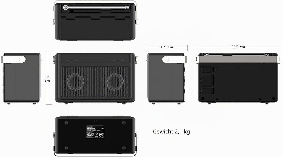 PerfectPro Baustellenradio AUDISSE, WiFi internetradio, DAB+ und UKW-Empfang, Bluetooth, Akku integr