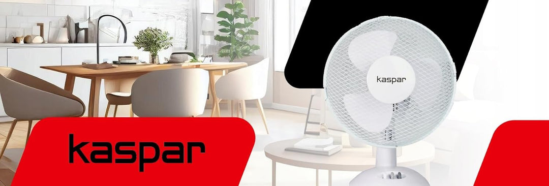 Kaspar Ventilator Tischventilator 23 cm 21 W Schreibtisch weiss mit 3 Windgeschwindigkeiten Oszillat