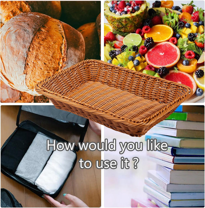 2er Set Brotkörbchen Brotkorb Geflochten 35 x 25 x 7 cm Körbchen aus Polypropylen,Geschenkkorb,Flech