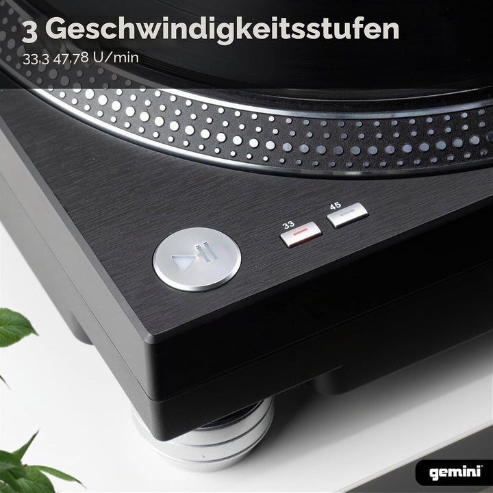 Gemini TT-1200 Plattenspieler mit 3 Geschwindigkeiten und USB-Schnittstelle