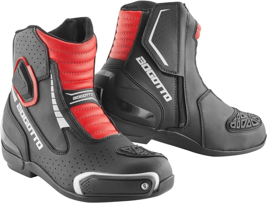 Bogotto Cartagena perforierte Motorrad Stiefel, schwarz/weiss/rot, 43 43 EU Schwarz Weiss Rot, 43 EU