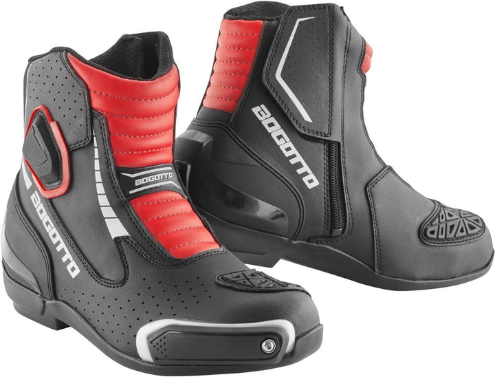 Bogotto Cartagena perforierte Motorrad Stiefel, schwarz/weiss/rot, 43 43 EU Schwarz Weiss Rot, 43 EU