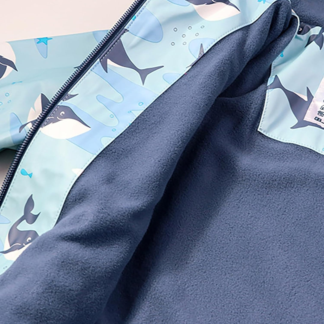 Überschuhe Regenjacke für, und Mädchen, mit Kapuze, Meerestiere, Bedruckt, Regenschutz, Reissverschl