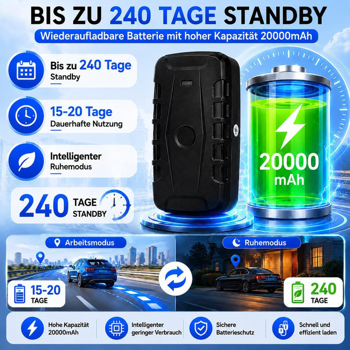Winnes 4G GPS Tracker für Auto GPS Tracker Ohne ABO Echtzeit Ortung,20000mAh Akku,Standby-Zeit Von 2