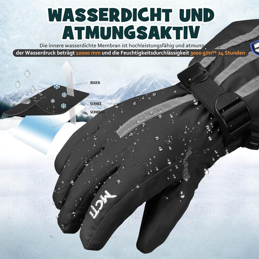 MCTi Kinder Skihandschuhe Wasserdicht Warm Schnee Winter Handschuhe Lange Stulpe Fleece gefüttert mi