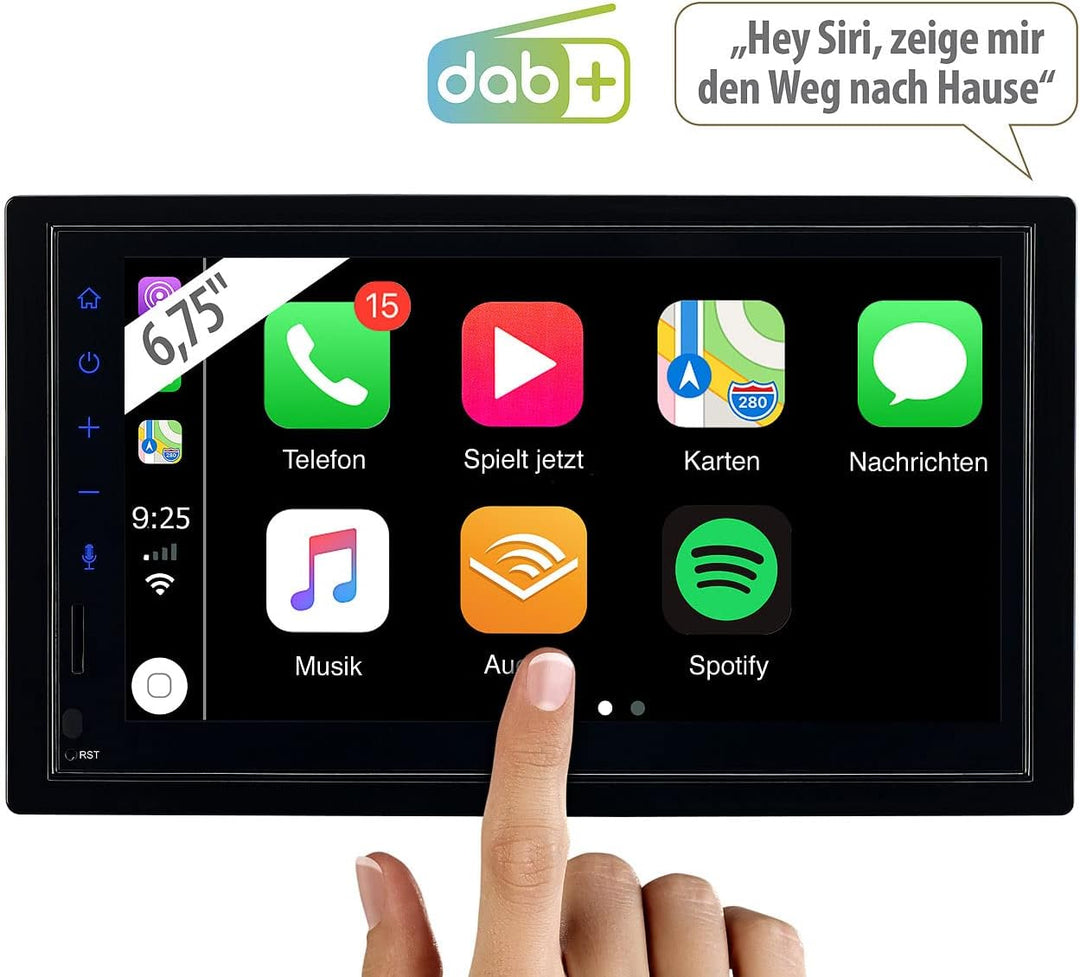 Creasono Autoradio 2DIN: 2-DIN-Autoradio mit Apple CarPlay, DAB+, Freisprecher, 17,1-cm-Display (Aut
