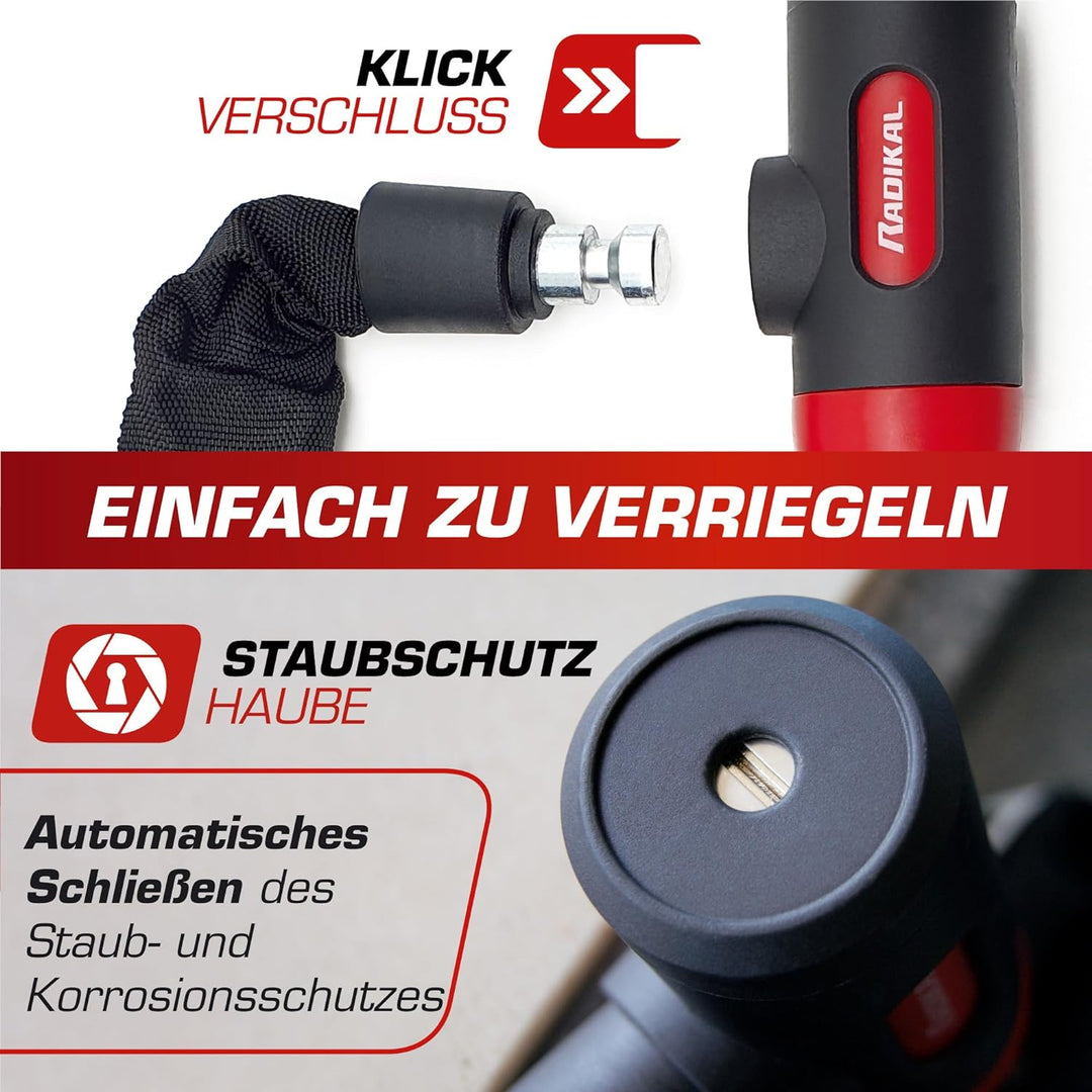 RADIKAL RKX170 Diebstahlsicheres Kettenschloss Motorrad, Roller, Fahrrad, Sicherheit 8mm verstärkter