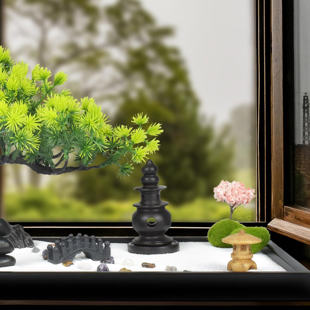 Artcome Japanischer Zen-Sandgarten für den Schreibtisch – Zuhause, Büro Schreibtischzubehör – Bambus