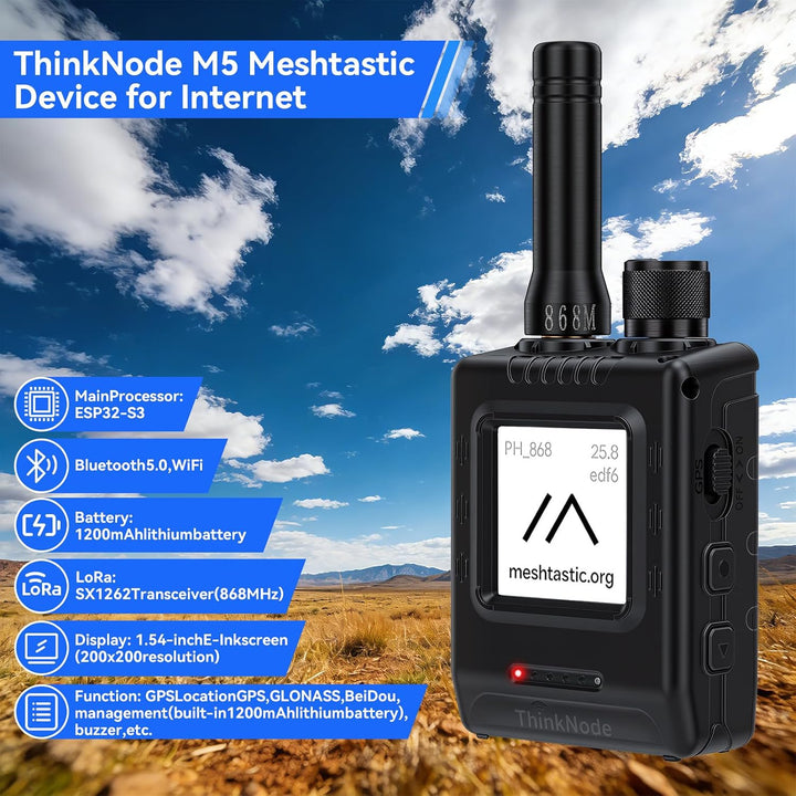 LoRa Meshtastic Devices ThinkNode M5 with GPS ESP32-S3 | WiFi Bluetooth 1.54 E-Ink Display SX1262 Wi
