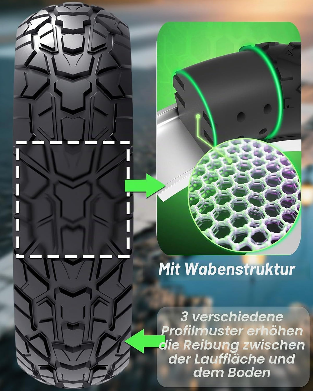 2PCS E Scooter Reifen 9.5x2.5-6.1 Tubeless, Werten Sie Ihr Scooter auf mit Reifen 9.5x2.5, Vollgummi