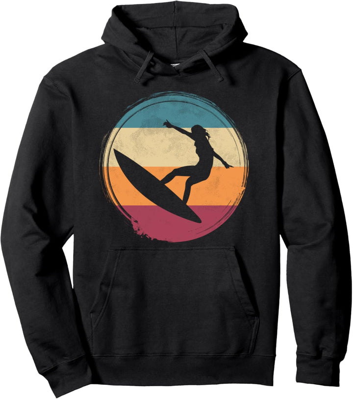 Retro Girl Surfer Welle Strand Urlaub Sommer Pullover Hoodie