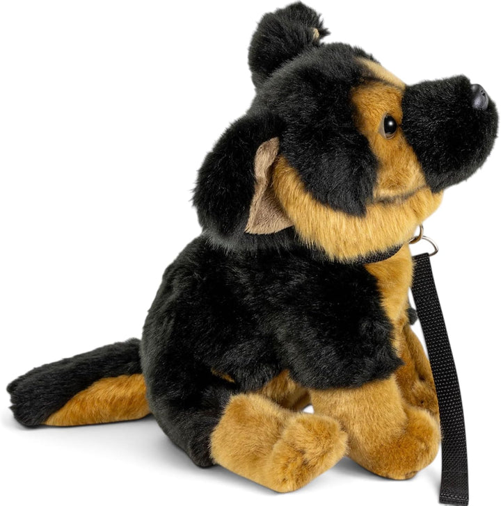 Carl Dick Schäferhund mit Leine sitzend, Hund, Plüschtier, Kuscheltier, ca. 25cm 3498 Shs - Schwarz-