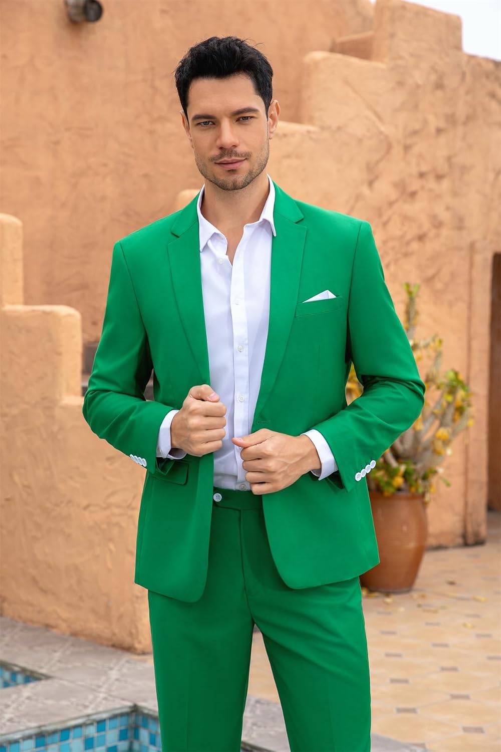 YOUTHUP Herren Sakko Slim Fit Anzugjacke für Business Hochzeit Eleganter 1 Knöpfen Blazer S Grün, S