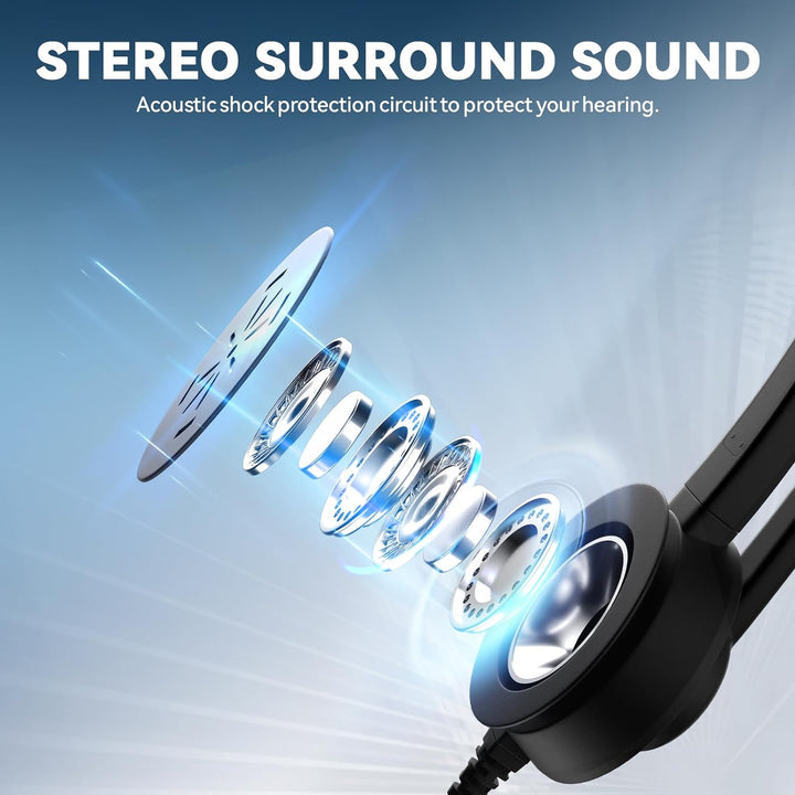 Wantek 3,5mm PC Headset mit Mikrofon Noise Cancelling, Telefon Headset, Kopfhörer Handy Klinke für L