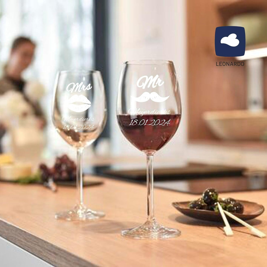 Geschenk zum Valentinstag – Wein Geschenksets – Weinglas mit Gravur 460ml – Hochzeitsgeschenke – Ges