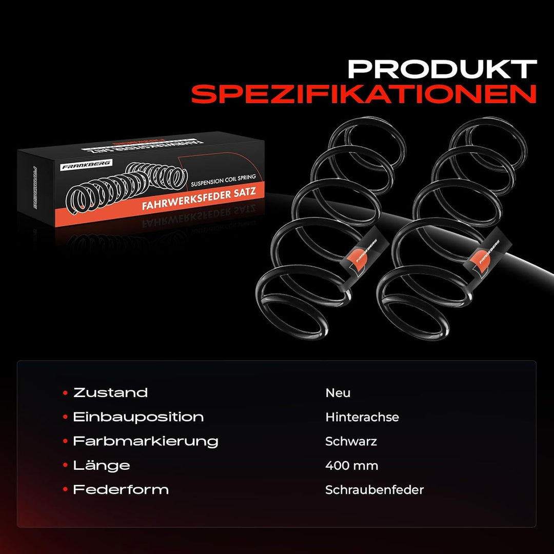 Frankberg 2x Federn Fahrwerksfeder Hinterachse Kompatibel mit Laguna III Grandtour KT0/1 1.5L-2.0L S