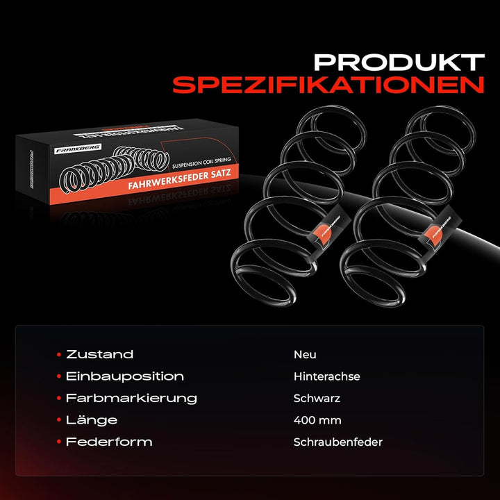 Frankberg 2x Federn Fahrwerksfeder Hinterachse Kompatibel mit Laguna III Grandtour KT0/1 1.5L-2.0L S