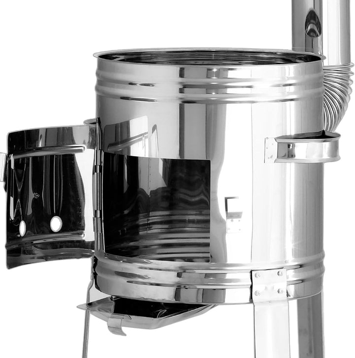 4BIG.fun Feuerofen Ø36 cm Uchak mit Abzugs-Rohr Utschak Edelstahl Учаг Feuerstelle Feldküche Aussenk