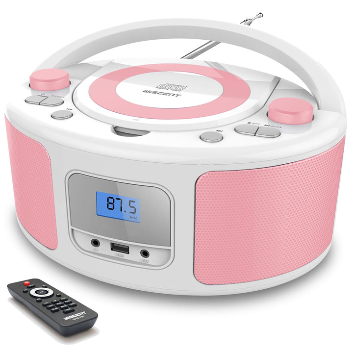 Tragbarer CD-Player Boombox mit Bluetooth | Fernsteuerung | FM-Radio | USB | MP3-Wiedergabe | Kompat