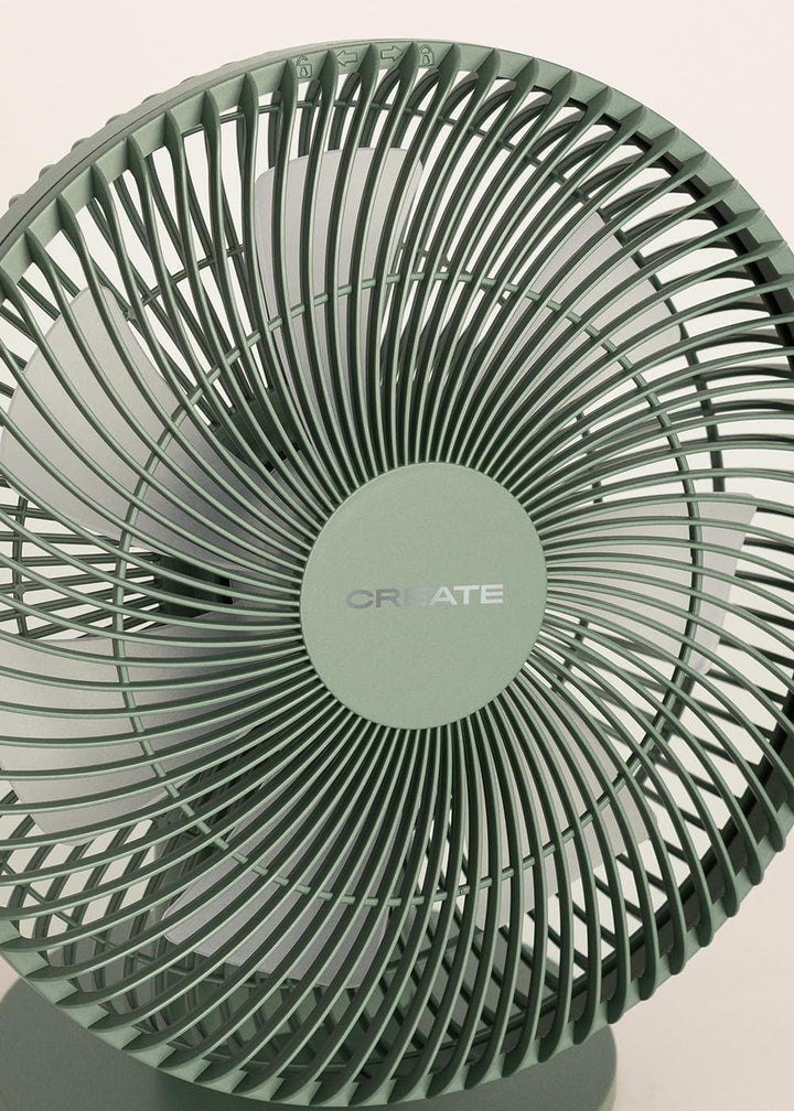 CREATE Air Dual Compact Tisch- und Wandventilator mit wiederaufladbarem Akku, Salbeigrün / leise, 2-
