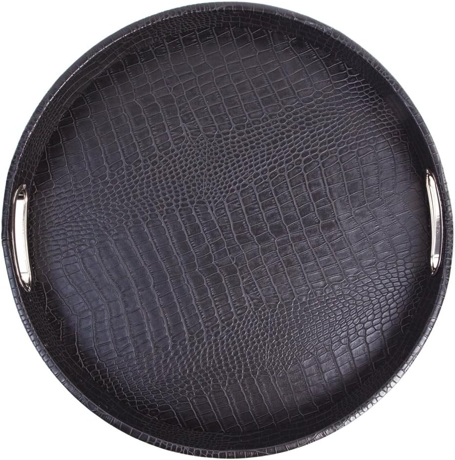 SIGNATURE HOME COLLECTION Tablett, Lederimitat, Schwarz