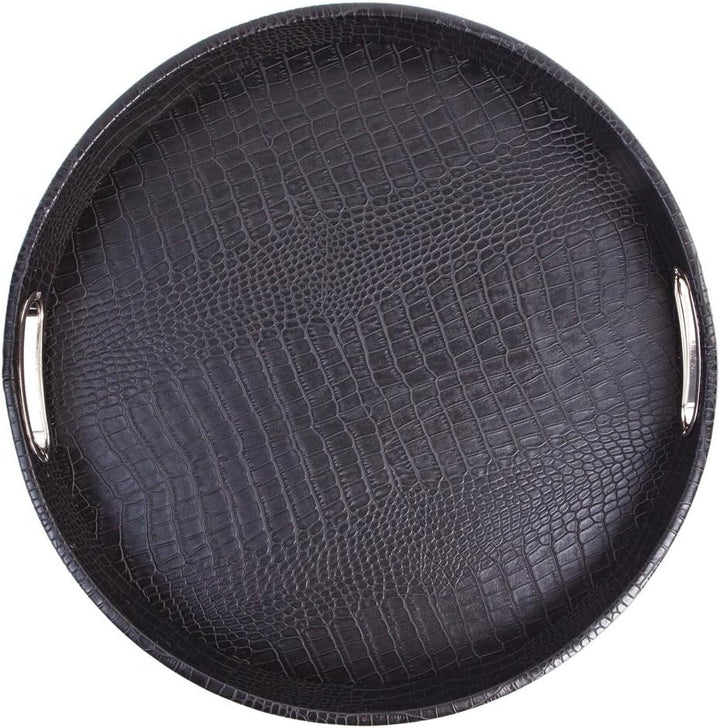SIGNATURE HOME COLLECTION Tablett, Lederimitat, Schwarz