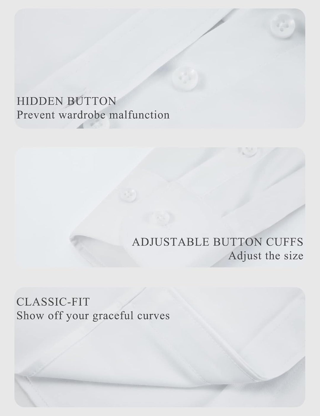 Tapata Damen Button Down Shirts Klassisch Fit Lange Ärmel Blusen Stretch Tops für Arbeit Business Ca
