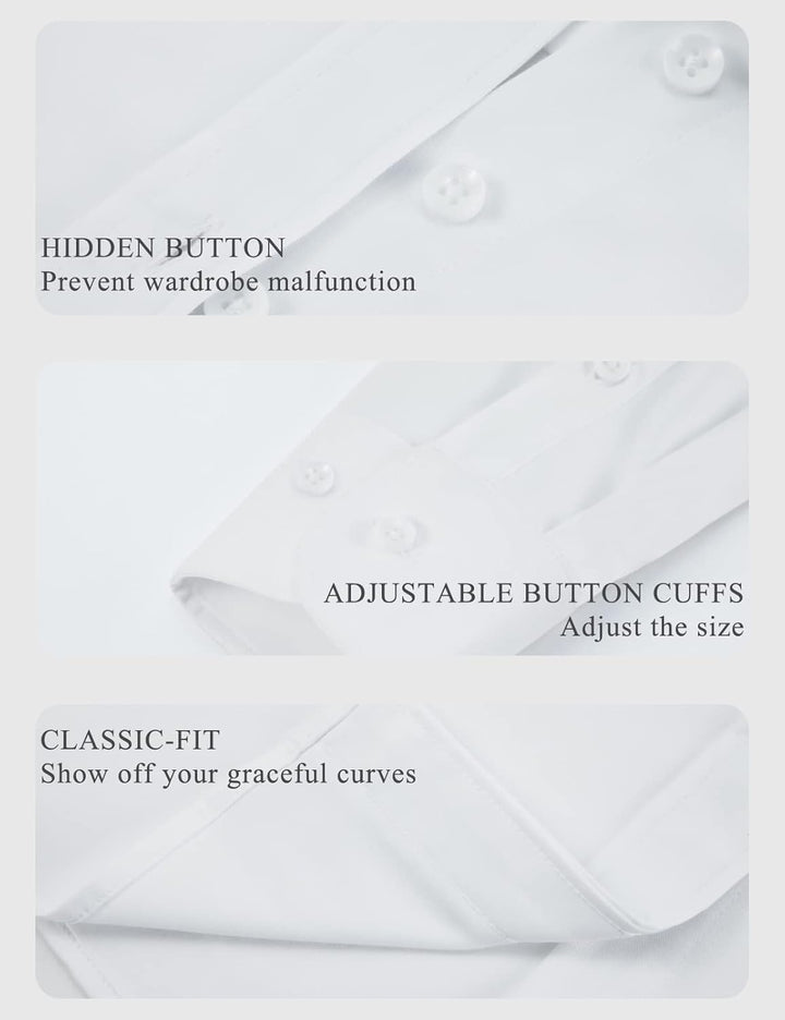 Tapata Damen Button Down Shirts Klassisch Fit Lange Ärmel Blusen Stretch Tops für Arbeit Business Ca