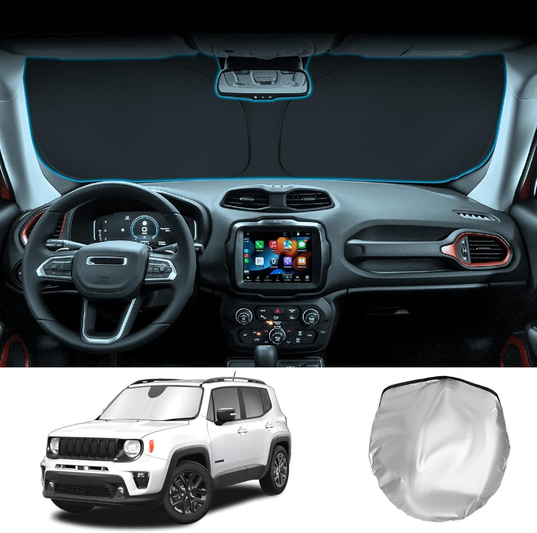 YEE PIN Sonnenschirm Auto kompatibel mit Jeep Renegade 2015-2022，Faltbare Auto Sonnenschutz Renegade