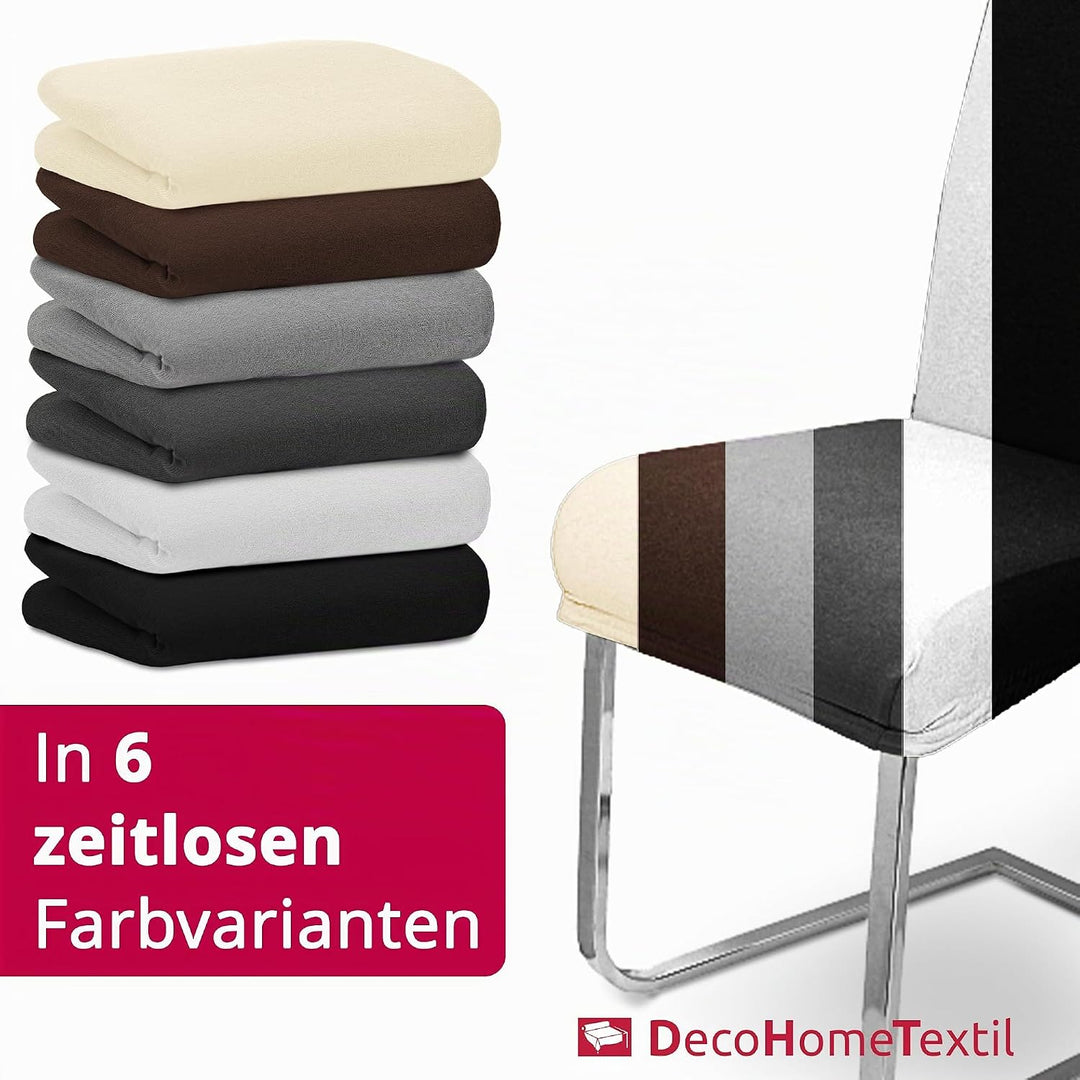 DecoHomeTextil Universal Stretch Uni Stuhlhusse Stuhlhussen Husse Hussen mit 200g/m² 6er Set Schwarz