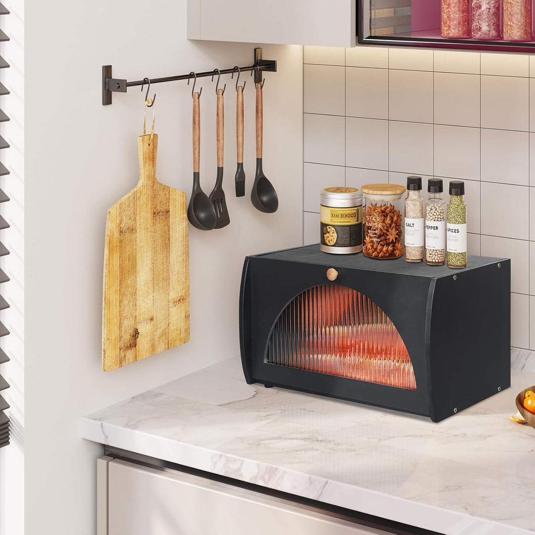 Leader Accessories Brotkasten Bambus Brotbehälter lebensmittelecht Brotaufbewahrung Semi-transparent