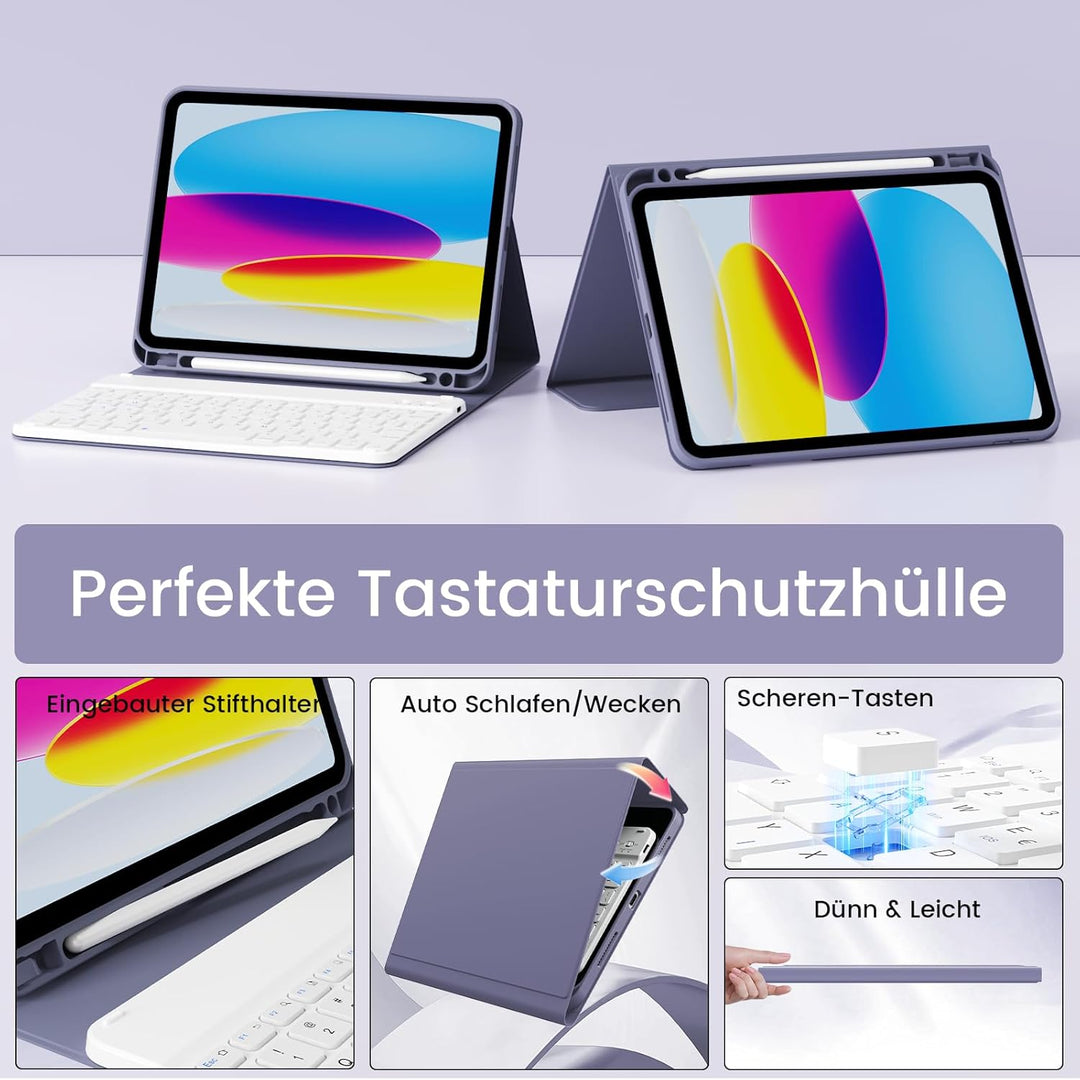 Hülle mit Tastatur für iPad Air 11 Zoll 2025 2024 (M3/M2), iPad Air 5 4 2022/2020 10,9 Zoll, Soft TP