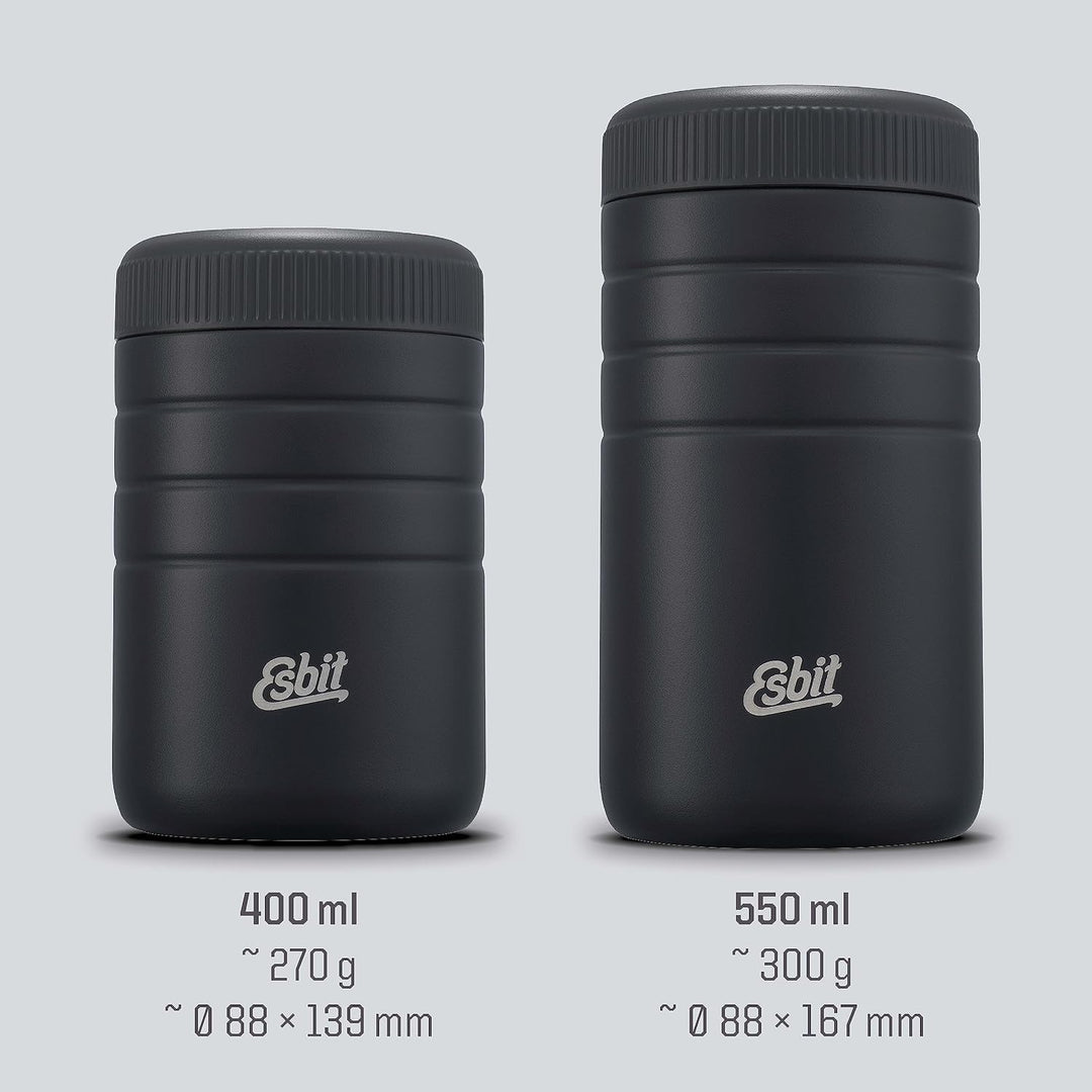 Esbit Thermobehälter Majoris | Edelstahl | BPA-Frei | Schwarz &amp; Silber | 0,4L &amp; 0,55L | für warme Sp